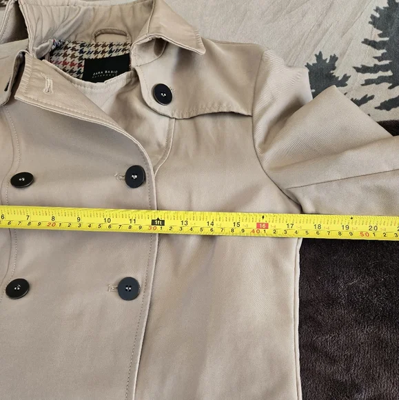 Zara Basic Outerwear Tan Double-Breasted Coat - Picture 9 of 11